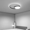 Modern Round Geometric LED Flush Mount Ceiling Light in Black for Dining Room and Kitchen