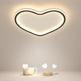 Modern Heart Shaped LED Flush Mount Ceiling Light in Black Finish for Bedroom Nursery and Kids Room