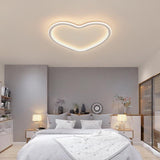 Modern Heart Shaped LED Flush Mount Ceiling Light in Black Finish for Bedroom Nursery and Kids Room