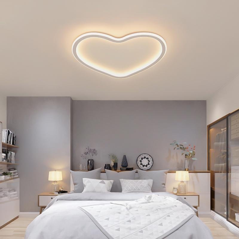 Modern Heart Shaped LED Flush Mount Ceiling Light in Black Finish for Bedroom Nursery and Kids Room