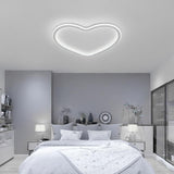 Modern Heart Shaped LED Flush Mount Ceiling Light in Black Finish for Bedroom Nursery and Kids Room