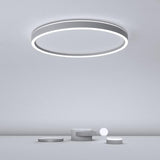 Modern Gray Halo LED Flush Mount Ceiling Light Dimmable Circular Fixture for Living Room and Bedroom