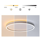 Modern Gray Halo LED Flush Mount Ceiling Light Dimmable Circular Fixture for Living Room and Bedroom
