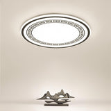 Modern Geometric Round Flush Mount Ceiling Light with Black and White Iron Pattern for Kitchen and Dining Room