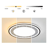 Modern Geometric Round Flush Mount Ceiling Light with Black and White Iron Pattern for Kitchen and Dining Room