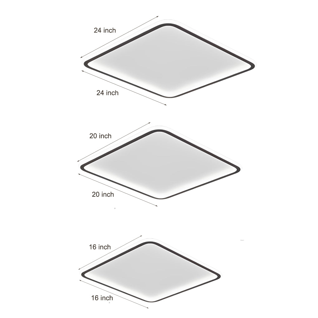 Modern Square LED Flush Mount Ceiling Light Dimmable Black Geometric Lamp for Bedroom and Living Room