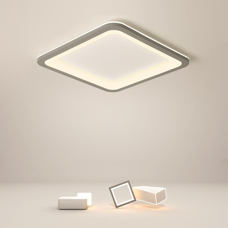 Modern Square LED Flush Mount Ceiling Light in Dark Gray for Kitchen and Dining Room