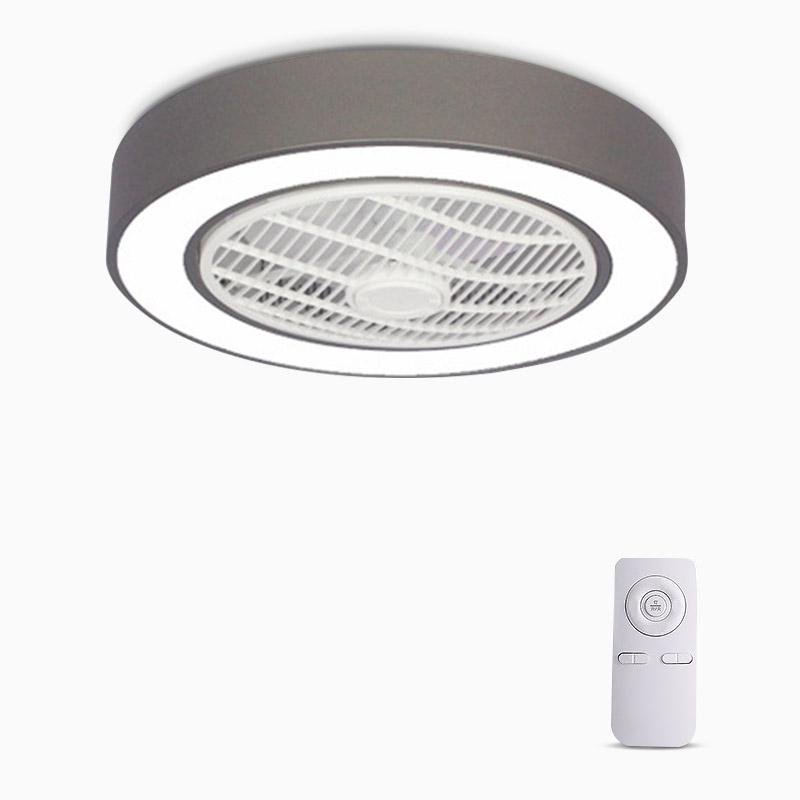 Compact Round Flush Mount Bladeless Ceiling Fan with LED Lights and Five Speed Remote
