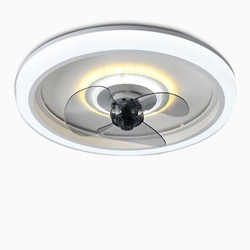 Modern 20 Inch Round Flush Mount LED Ceiling Fan with Remote Control and 3 Speed Settings Gray Acrylic