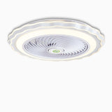 Modern White and Gold Crown Bladeless Flush Mount Ceiling Fan with Remote Control and LED Light