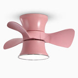 23 Inch Flush Mount Helicopter Ceiling Fan with LED Light and 6 Speeds for Kids Room