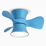 23 Inch Flush Mount Helicopter Ceiling Fan with LED Light and 6 Speeds for Kids Room