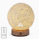 Rustic 6 Inch Global Natural Rattan Wicker Table Lamp with LED Light and Wooden Base for Bedroom and Living Room