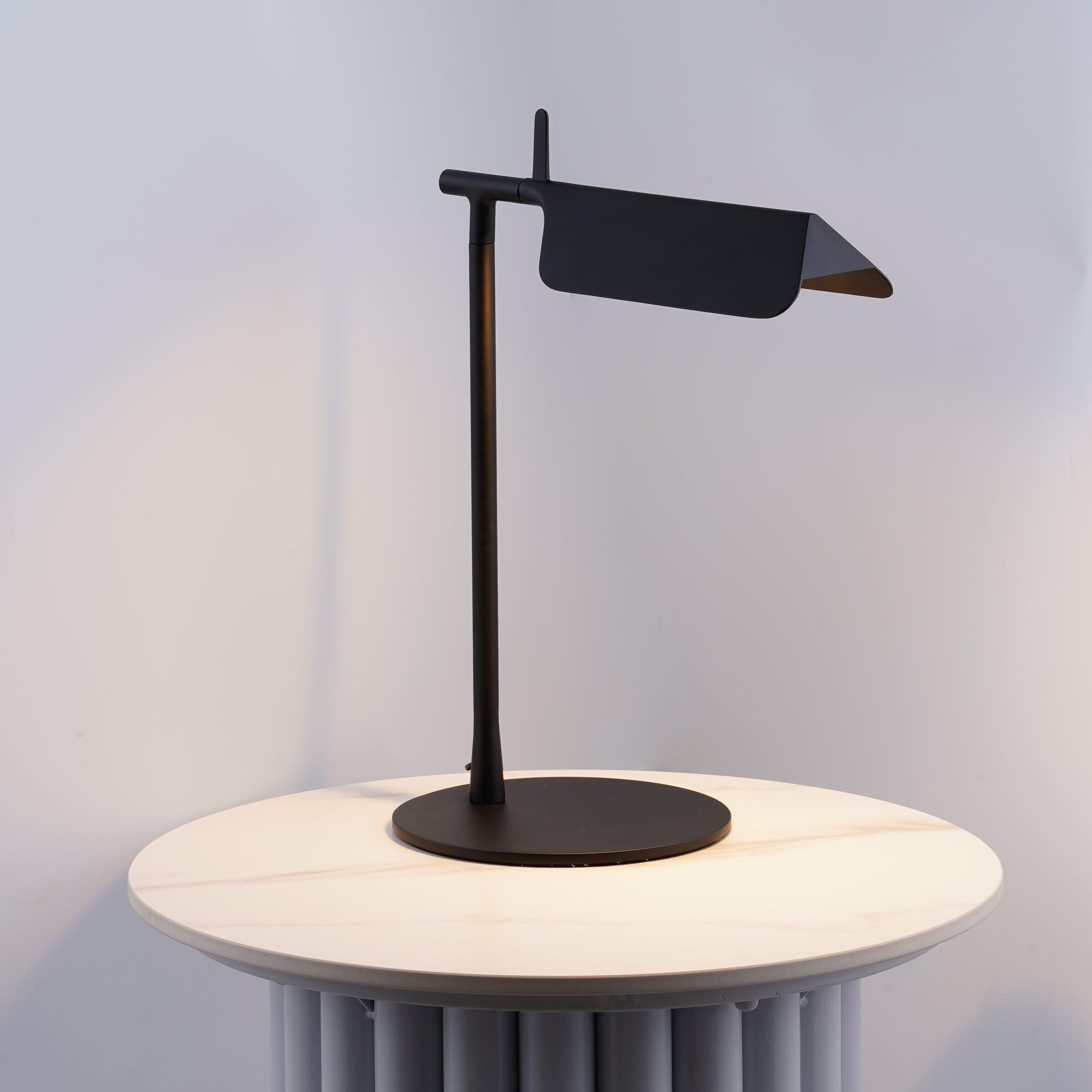 Sleek Aluminum Minimalist LED Table Lamp with Adjustable Pivoting Hood