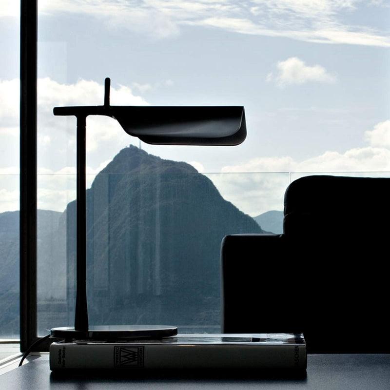 Sleek Aluminum Minimalist LED Table Lamp with Adjustable Pivoting Hood