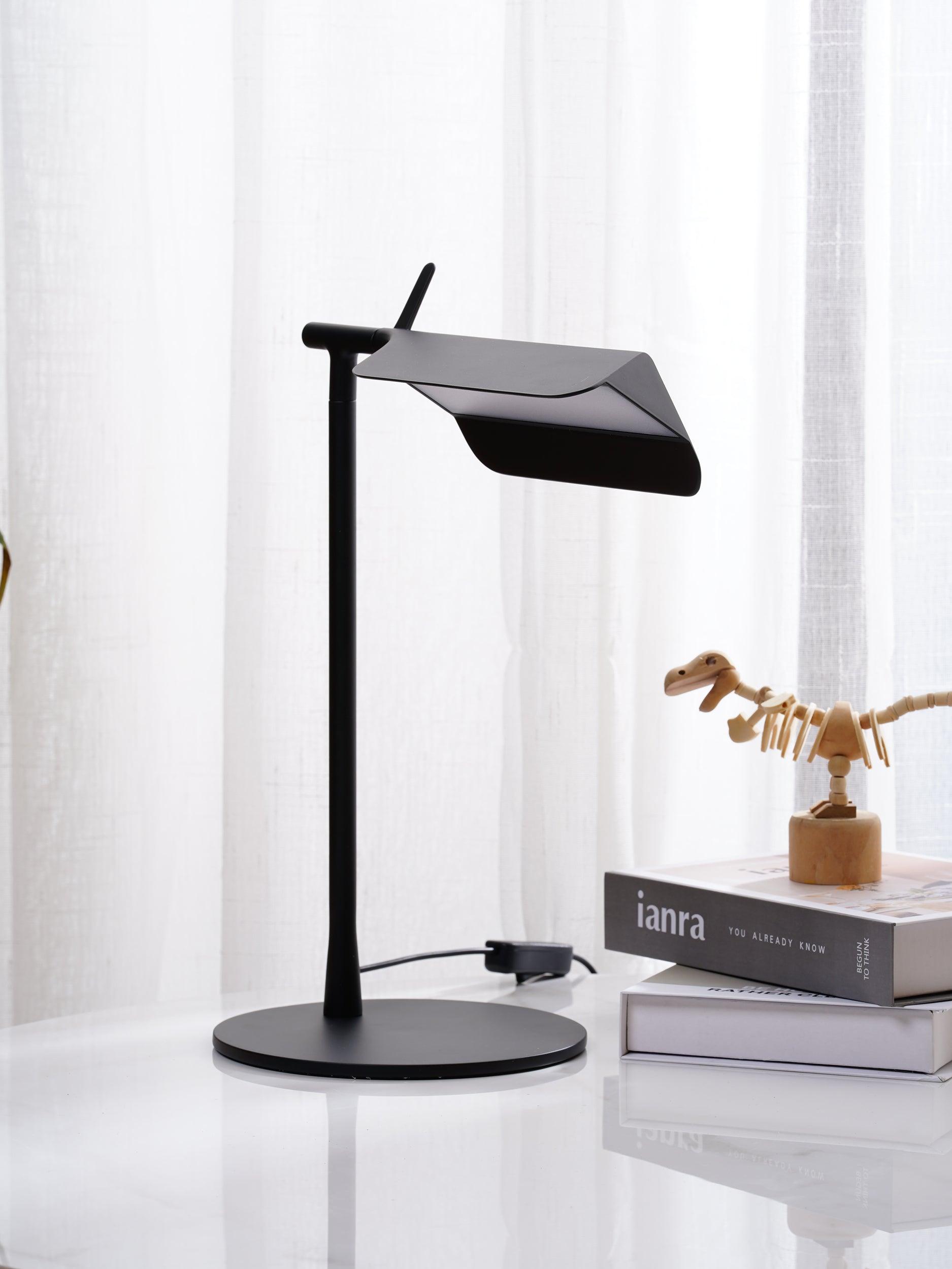 Sleek Aluminum Minimalist LED Table Lamp with Adjustable Pivoting Hood