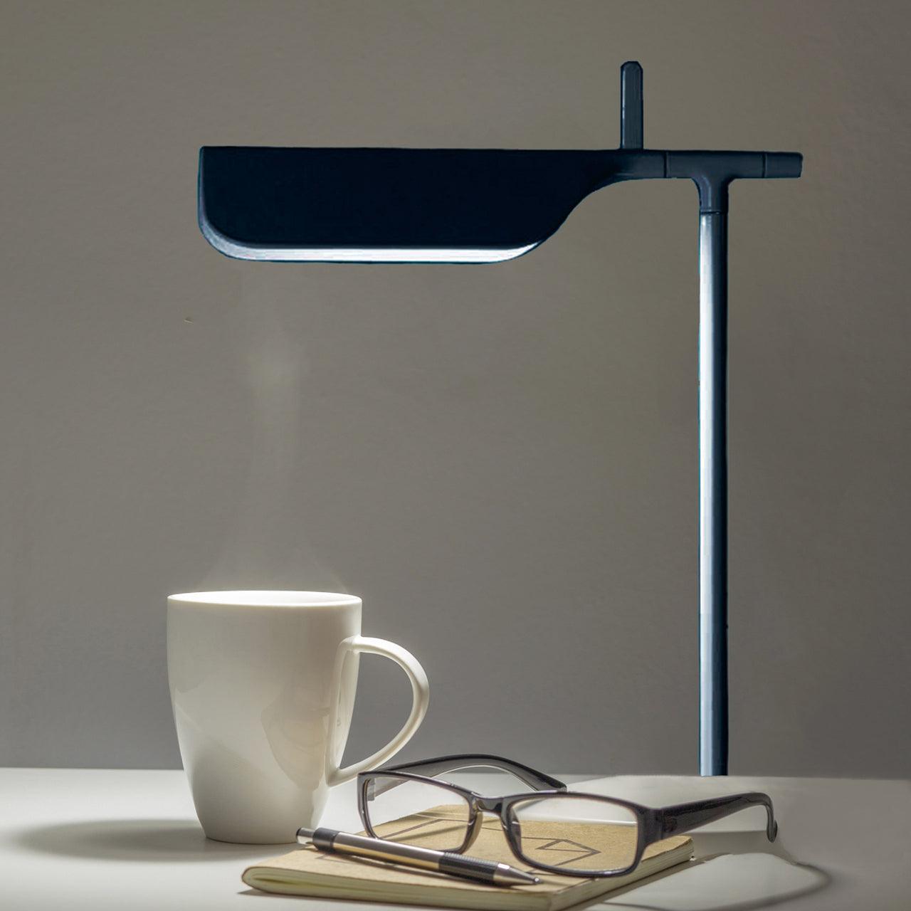 Sleek Aluminum Minimalist LED Table Lamp with Adjustable Pivoting Hood