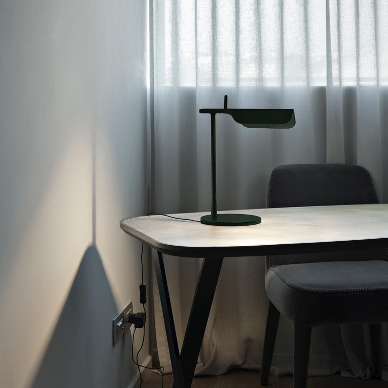 Sleek Aluminum Minimalist LED Table Lamp with Adjustable Pivoting Hood