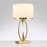 Modern Copper Metal Table Lamp with White Linen Shade for Bedroom and Office