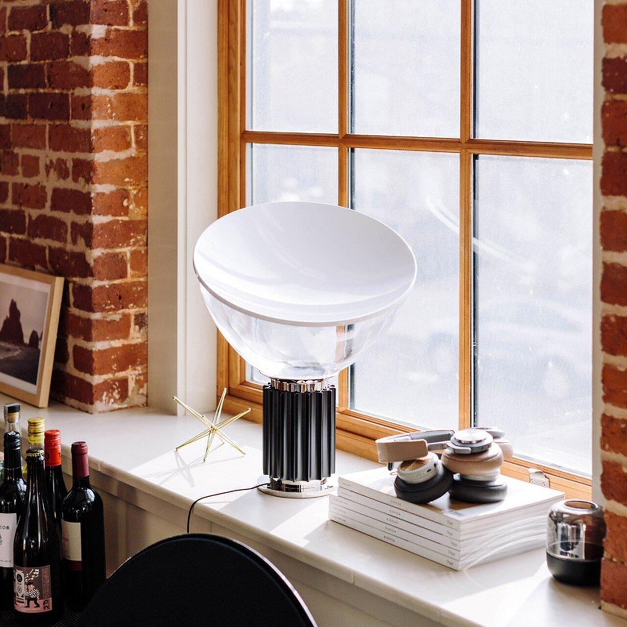 Radar Industrial Blown Glass Table Lamp with Adjustable Aluminum Reflector