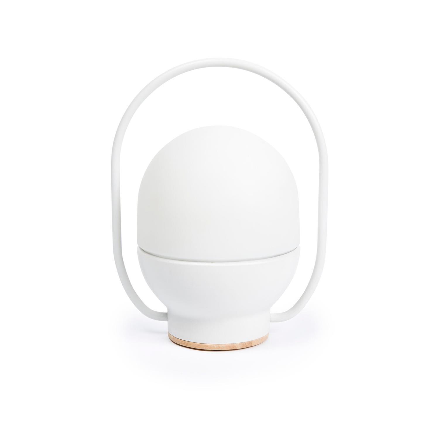 Portable LED Table Lamp with Glass Shade and Integrated Metal Handle for Indoor Use