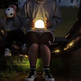 Portable LED Table Lamp with Glass Shade and Integrated Metal Handle for Indoor Use