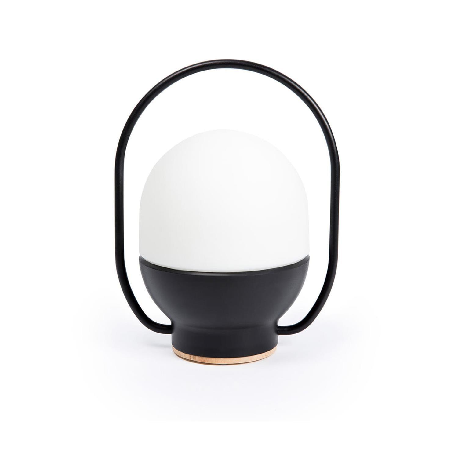 Portable LED Table Lamp with Glass Shade and Integrated Metal Handle for Indoor Use