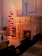 Modern Taliesin Style Stacked Wood Box Floor Lamp with Warm Ambient Uplight