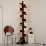 Modern Taliesin Style Stacked Wood Box Floor Lamp with Warm Ambient Uplight