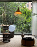 Tana Large Woven Rattan Floor Lamp Bell Shaped Standing Light for Modern Living Room