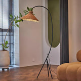 Tana Large Woven Rattan Floor Lamp Bell Shaped Standing Light for Modern Living Room