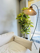 Tana Large Woven Rattan Floor Lamp Bell Shaped Standing Light for Modern Living Room