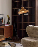 Tana Large Woven Rattan Floor Lamp Bell Shaped Standing Light for Modern Living Room