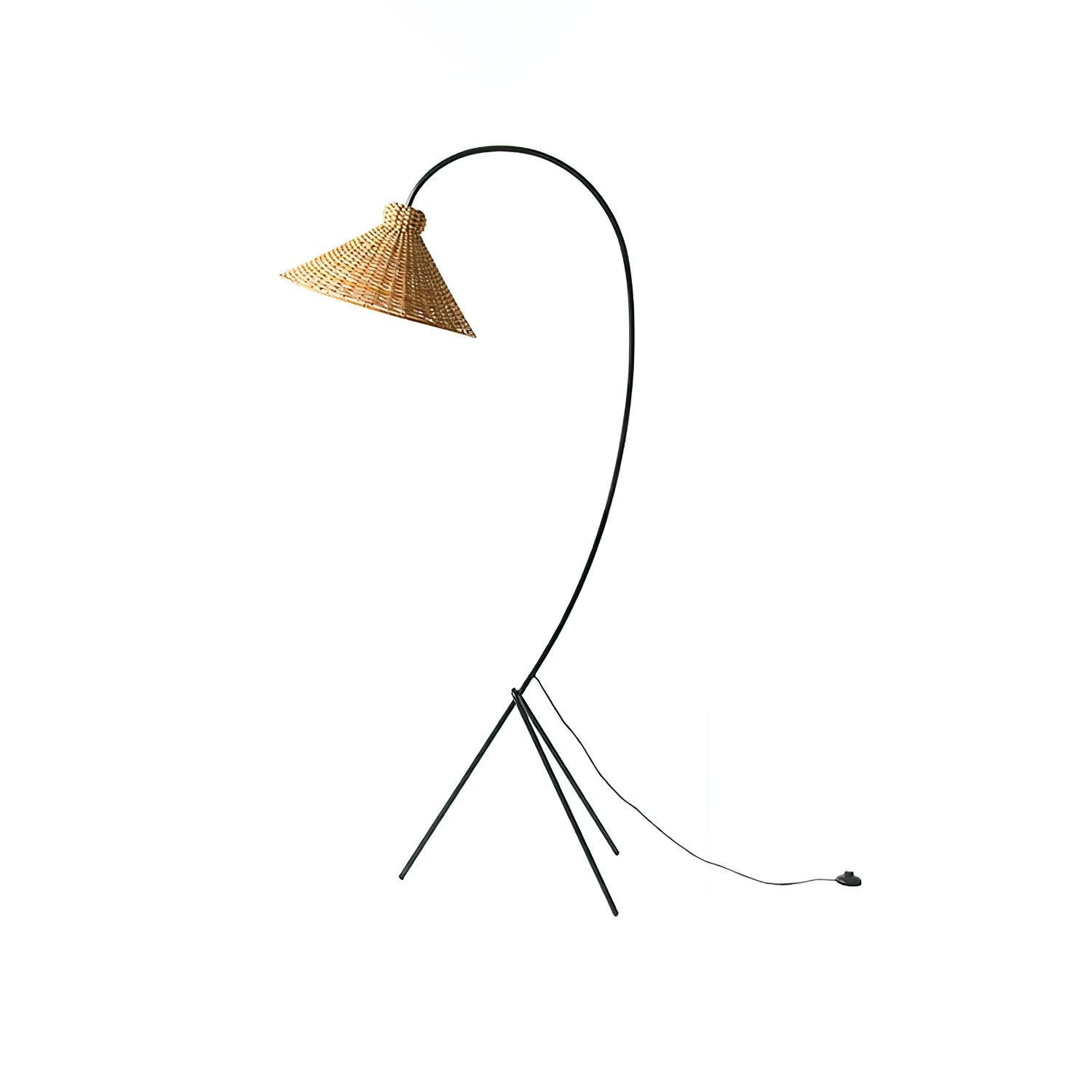Tana Large Woven Rattan Floor Lamp Bell Shaped Standing Light for Modern Living Room