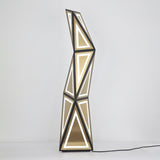 Modern Geometric Tapered Cube Floor Lamp with Integrated LED Black and Gold Finish for Living Room