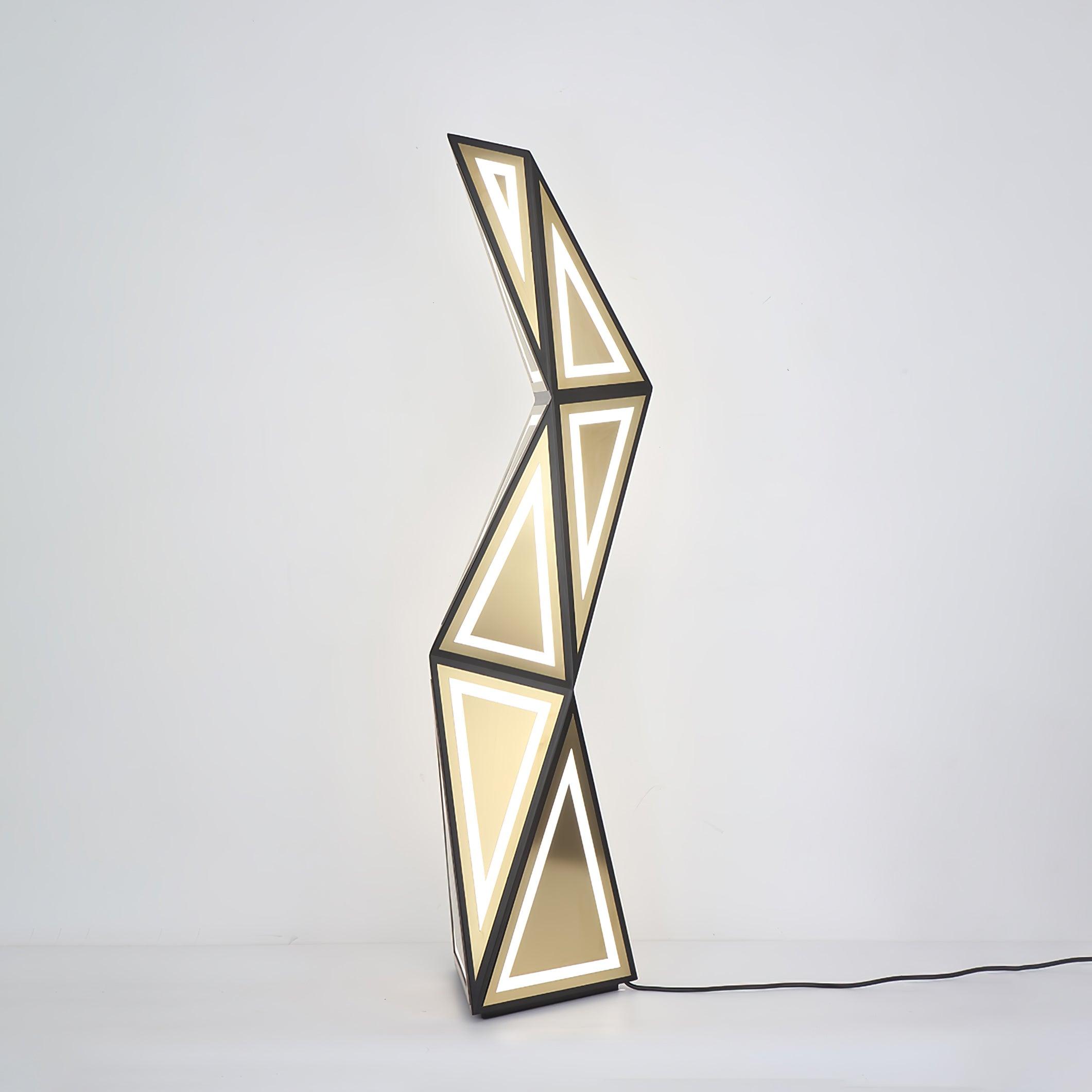 Modern Geometric Tapered Cube Floor Lamp with Integrated LED Black and Gold Finish for Living Room