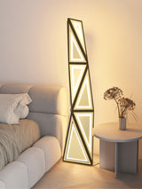 Modern Geometric Tapered Cube Floor Lamp with Integrated LED Black and Gold Finish for Living Room