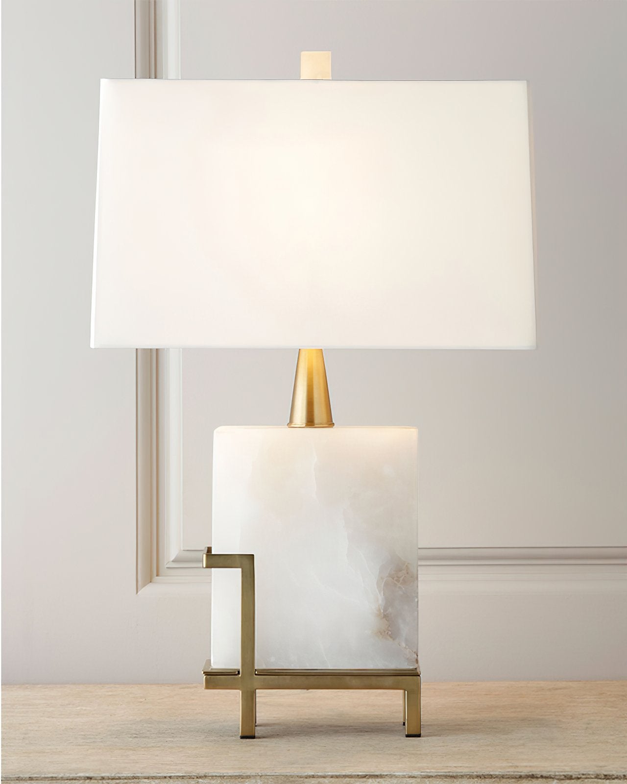 modern-brass-table-lamp-with-white-tapered-fabric-shade-and-natural-alabaster-base