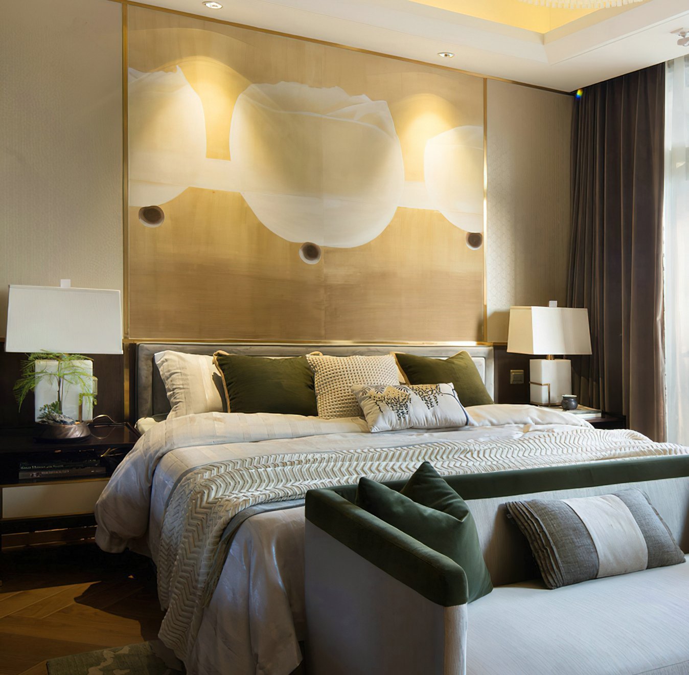 modern-brass-table-lamp-with-white-tapered-fabric-shade-and-natural-alabaster-base