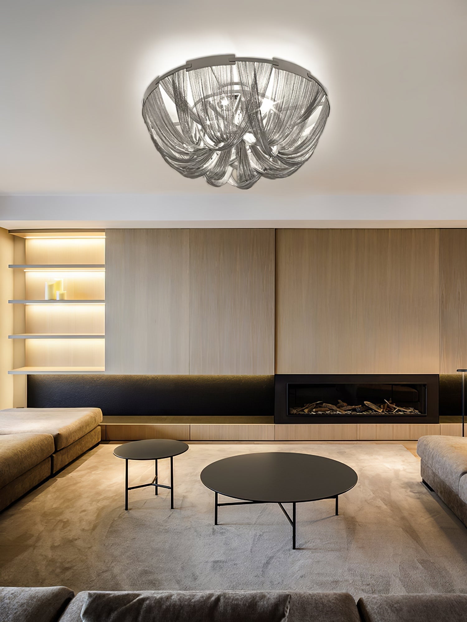 Luxury Contemporary Tassel Aluminum Chain Chandelier Modern Flush Mount Ceiling Light