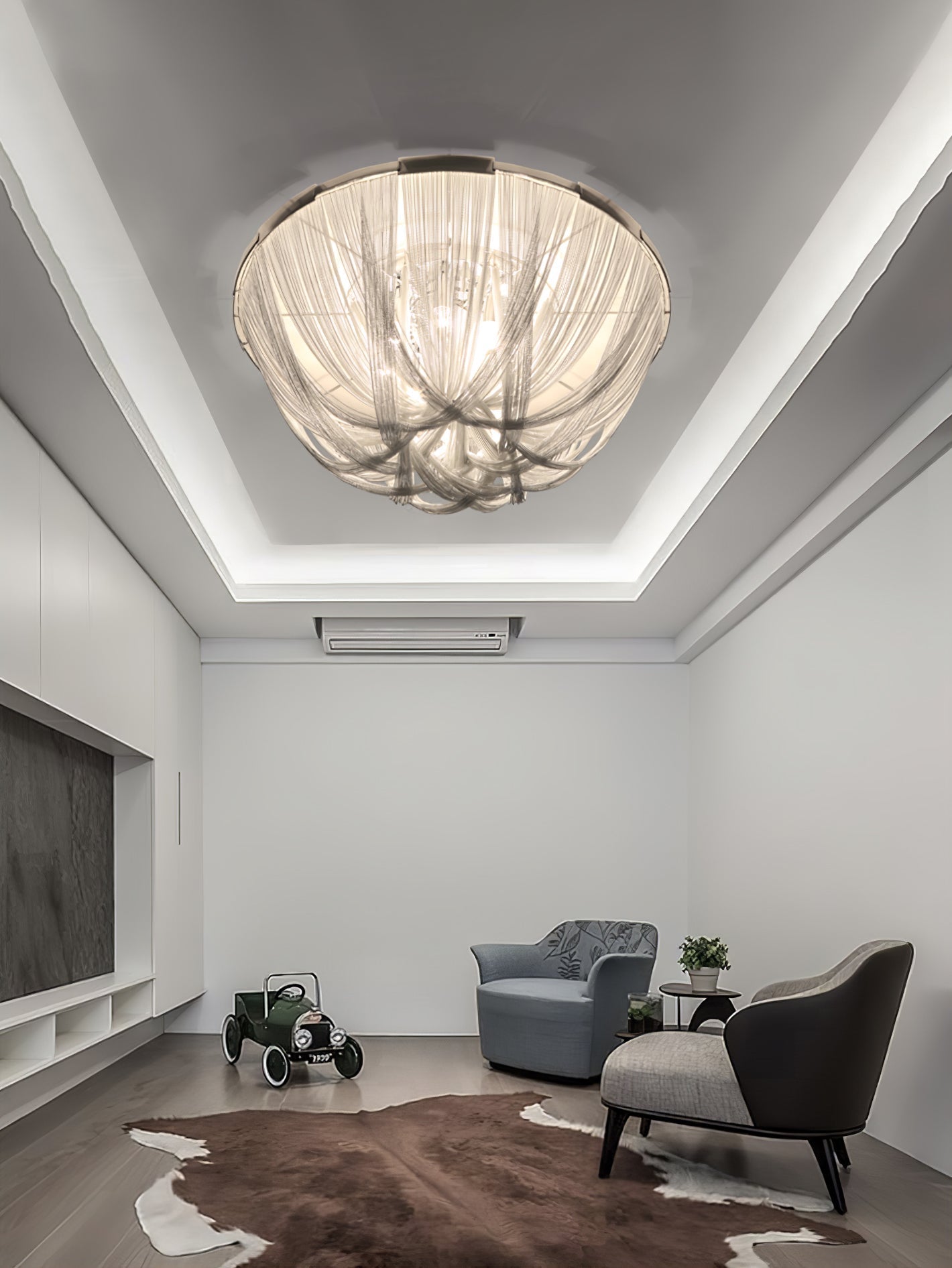 Luxury Contemporary Tassel Aluminum Chain Chandelier Modern Flush Mount Ceiling Light