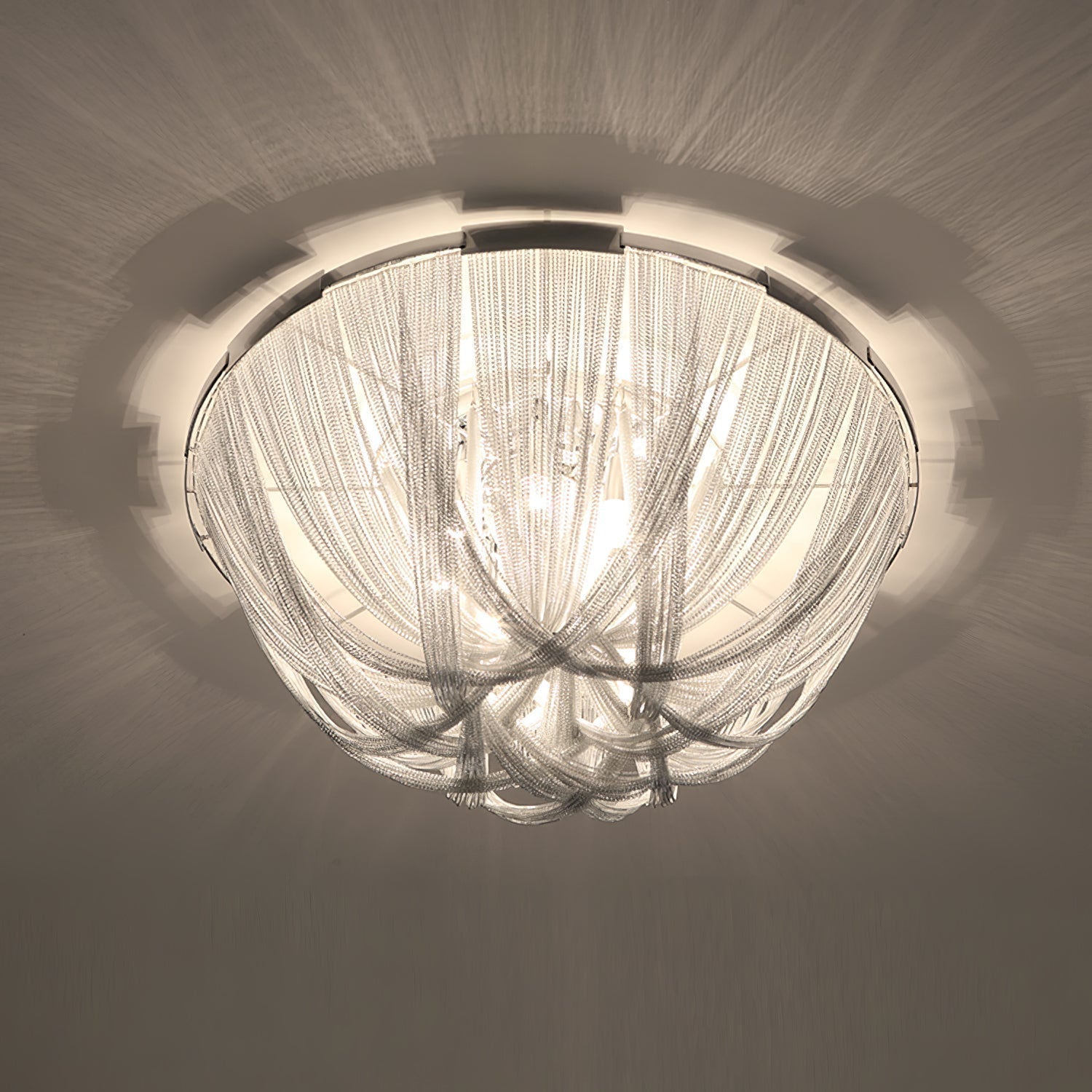 Luxury Contemporary Tassel Aluminum Chain Chandelier Modern Flush Mount Ceiling Light
