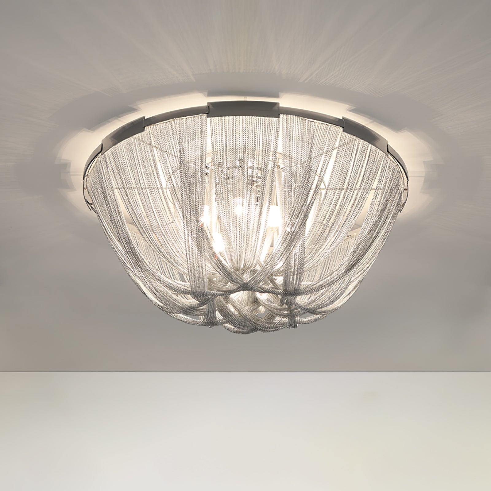 Luxury Contemporary Tassel Aluminum Chain Chandelier Modern Flush Mount Ceiling Light