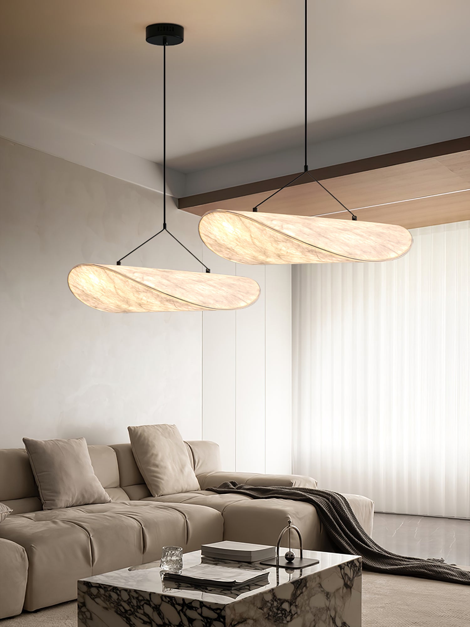 Modern Abstract Cloud Tyvek Pendant Light Sustainable LED Hanging Ceiling Luminaire