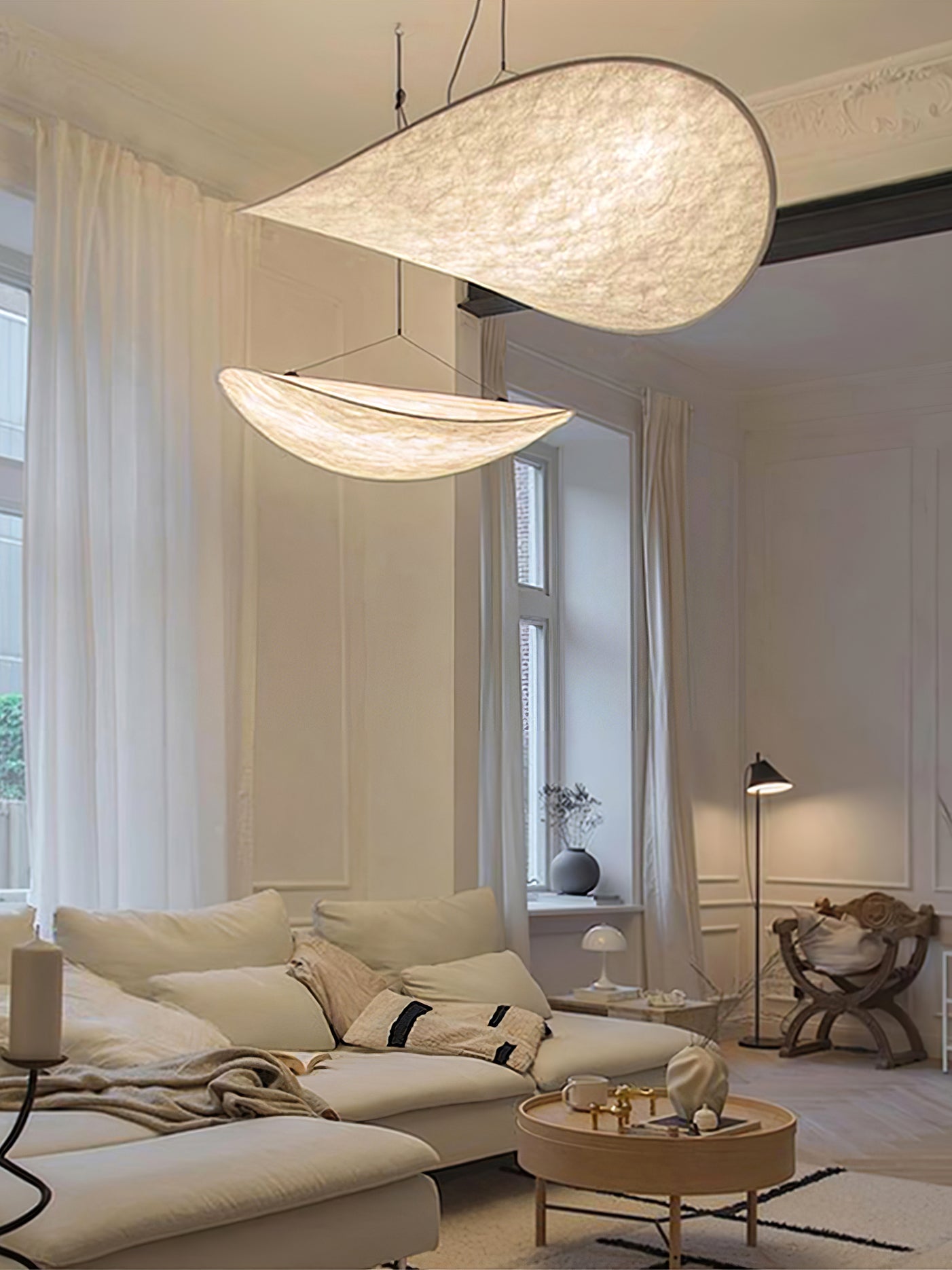Modern Abstract Cloud Tyvek Pendant Light Sustainable LED Hanging Ceiling Luminaire