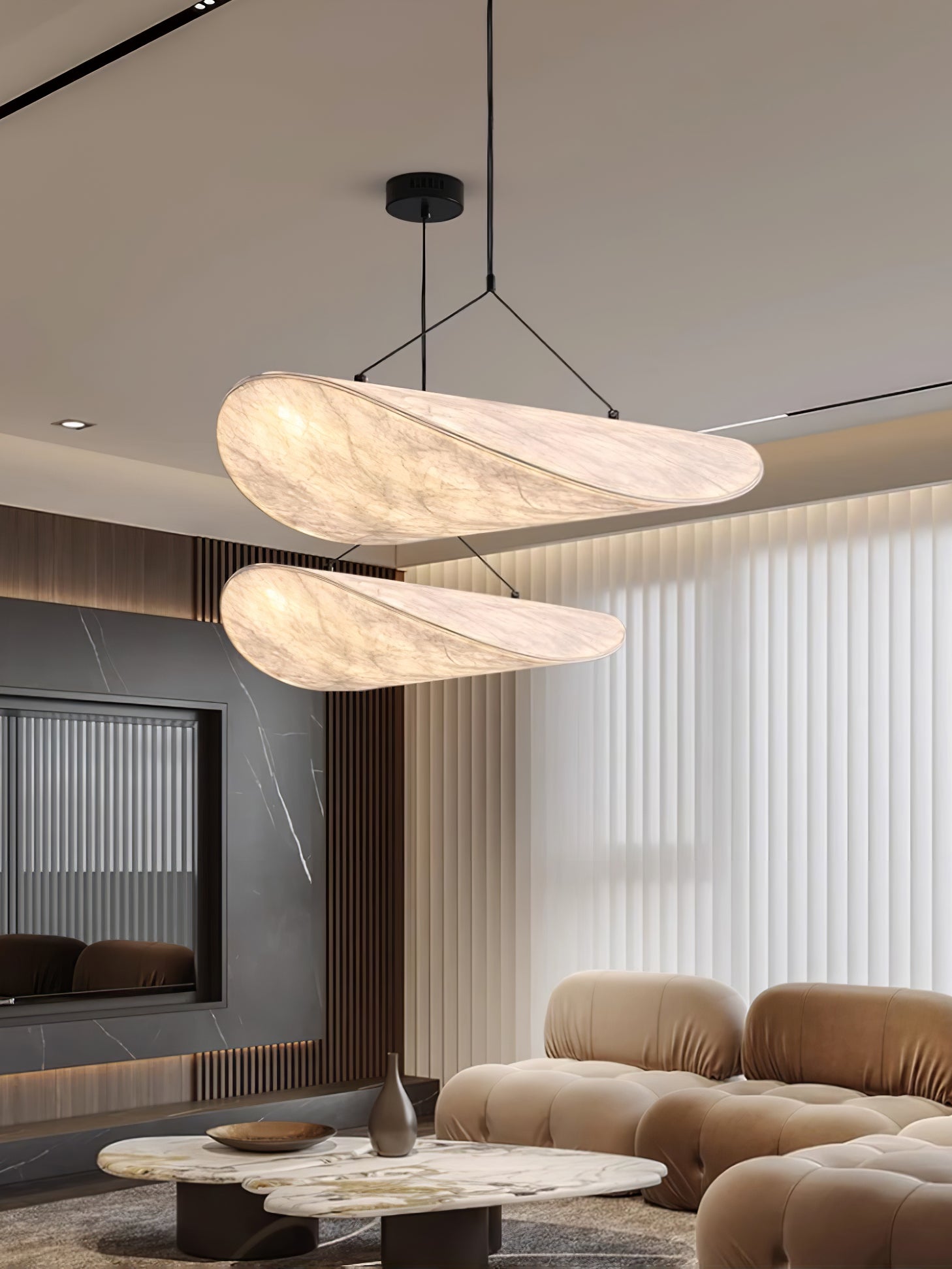 Modern Abstract Cloud Tyvek Pendant Light Sustainable LED Hanging Ceiling Luminaire