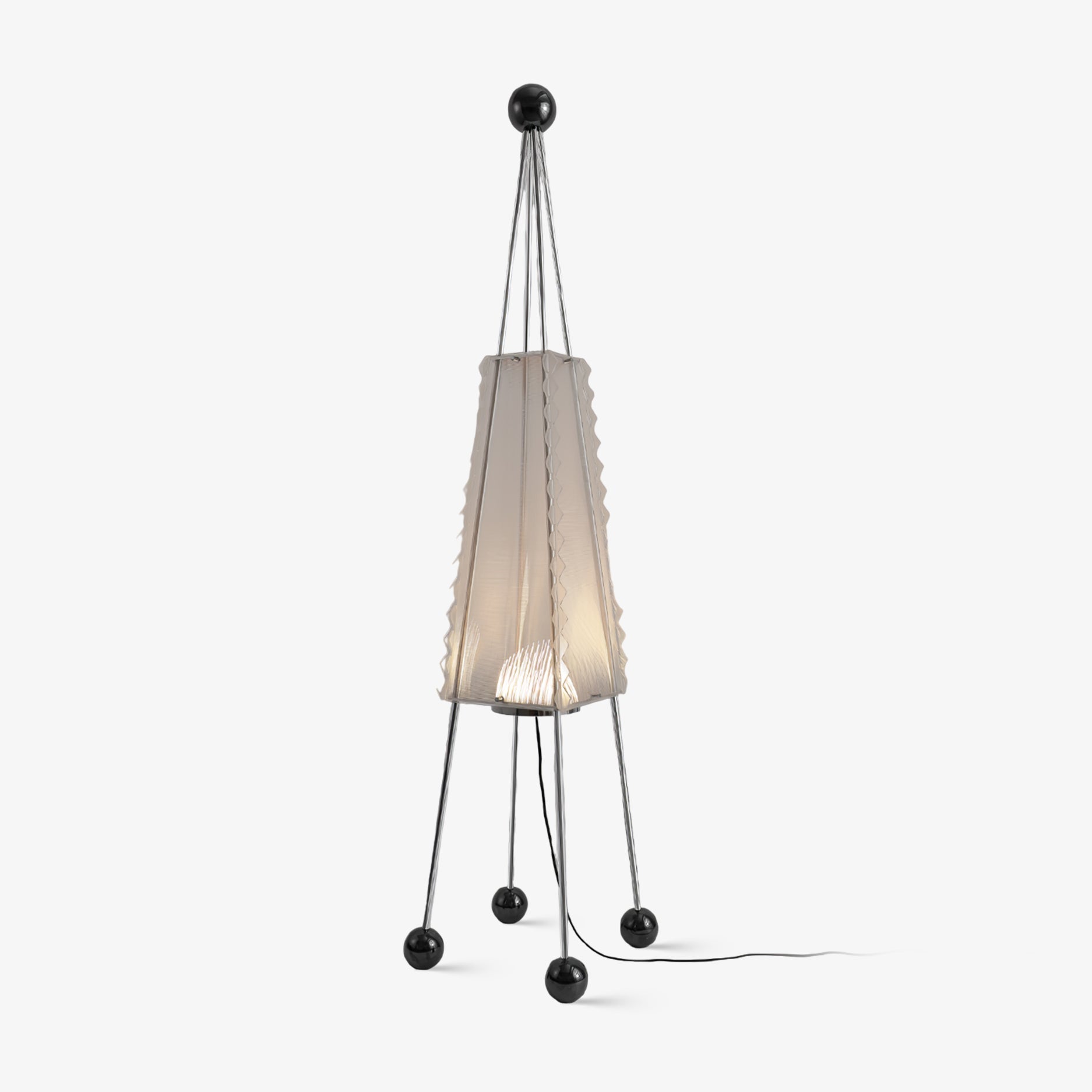 Tent Geometric Acrylic Floor Lamp Modern Stainless Steel Standing Light with 3 Color LED