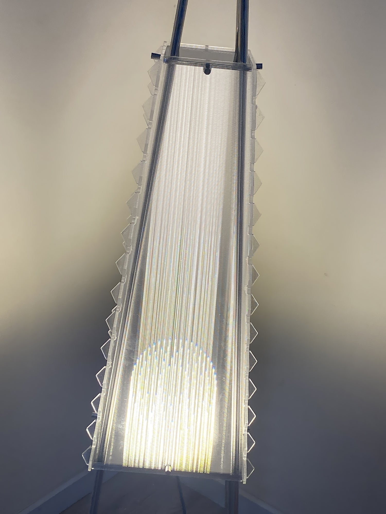 Tent Geometric Acrylic Floor Lamp Modern Stainless Steel Standing Light with 3 Color LED