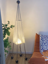 Tent Geometric Acrylic Floor Lamp Modern Stainless Steel Standing Light with 3 Color LED