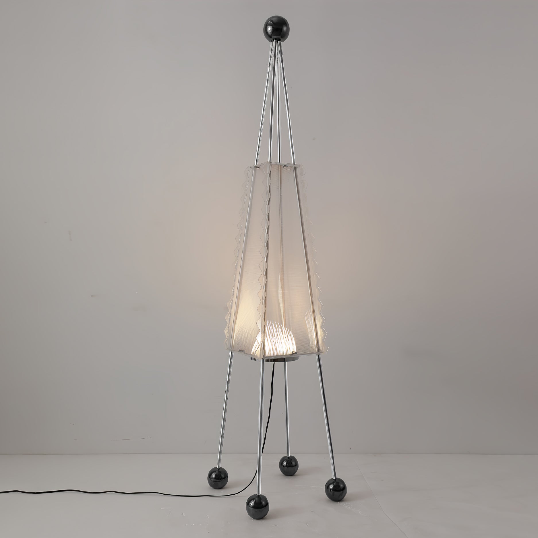 Tent Geometric Acrylic Floor Lamp Modern Stainless Steel Standing Light with 3 Color LED
